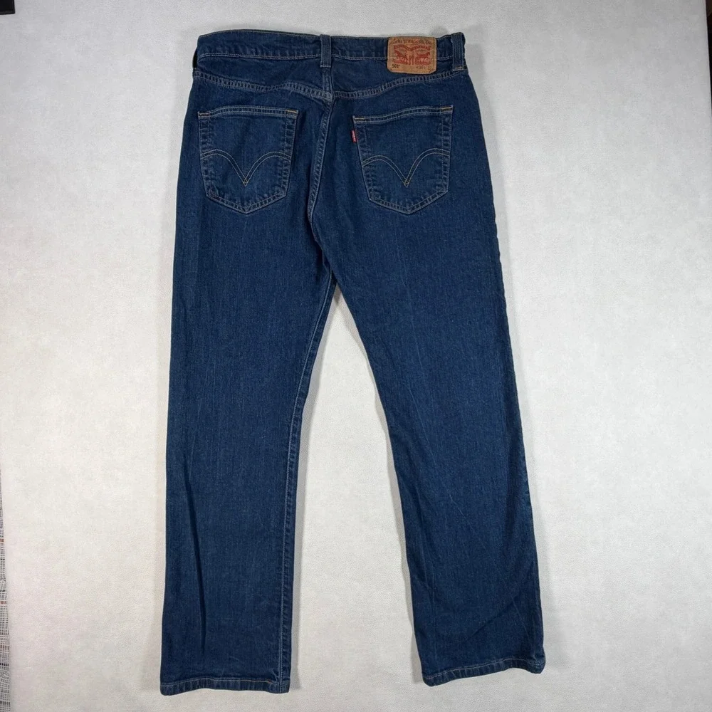 Levis‎ 501 Original Fit Mens 34x30 Dark Wash Blue Straight Leg Button Fly Jeans